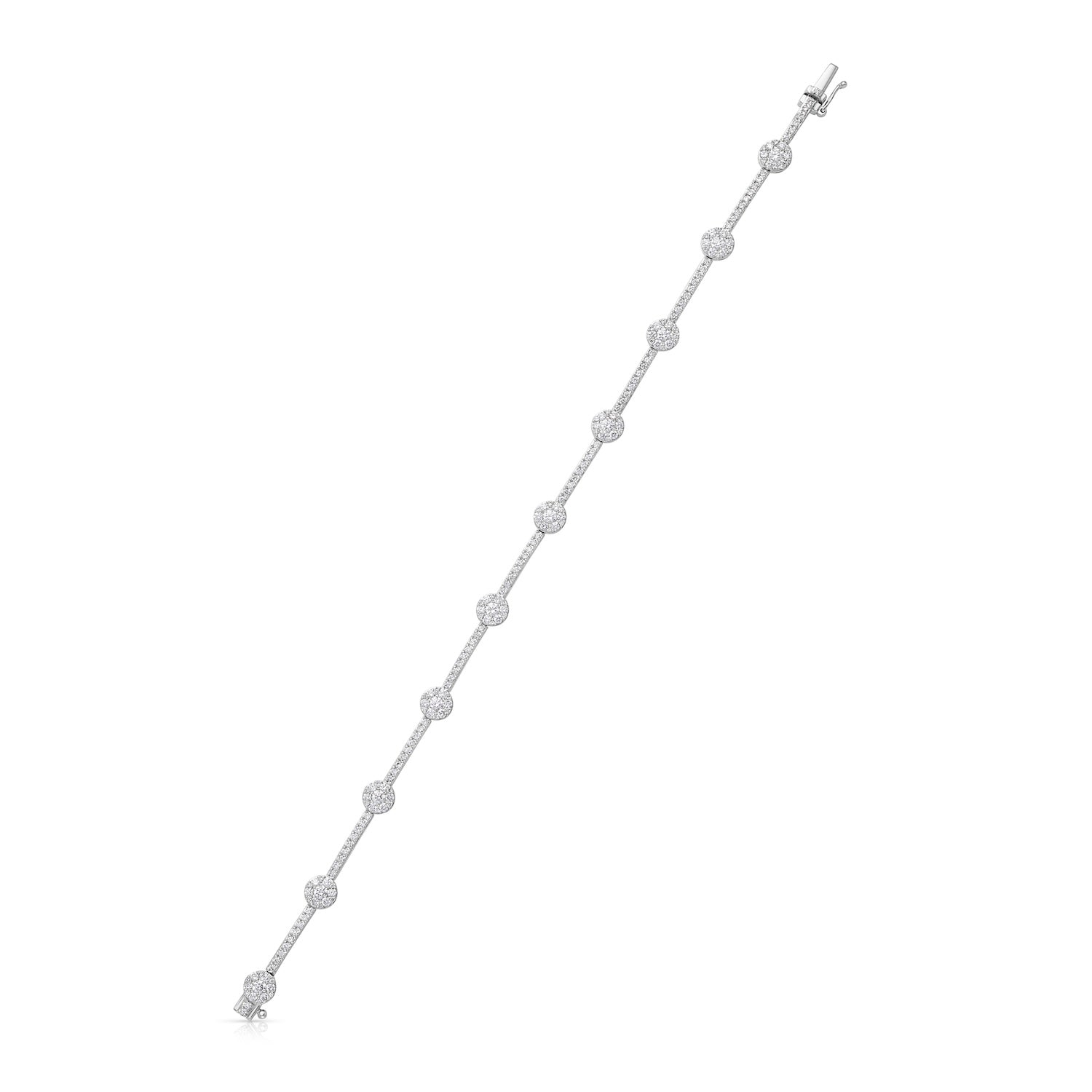 14KW Pave Diamond Bracelet with Circle Stations