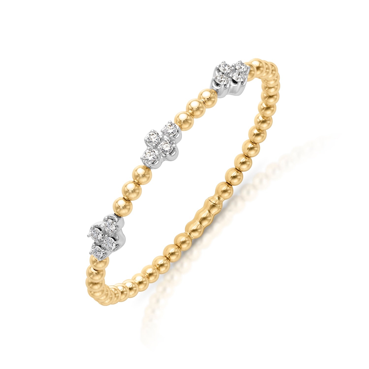 14KYW Cluster Diamond Bangle with Lock
