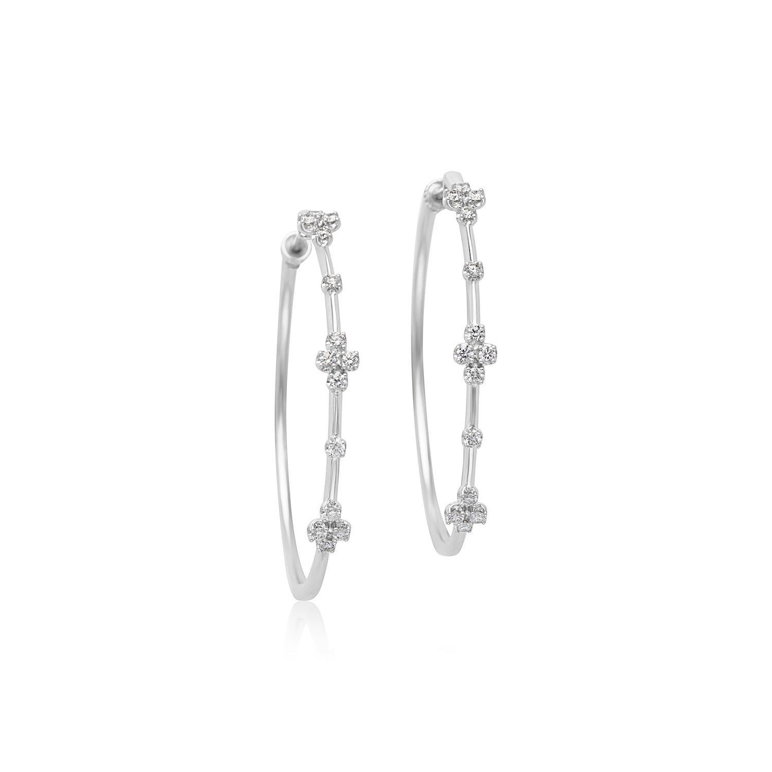 14KW Round Classic Diamond Hoop Earrings-Earrings-Gabriel & Co.-Susan Saffron Jewelry