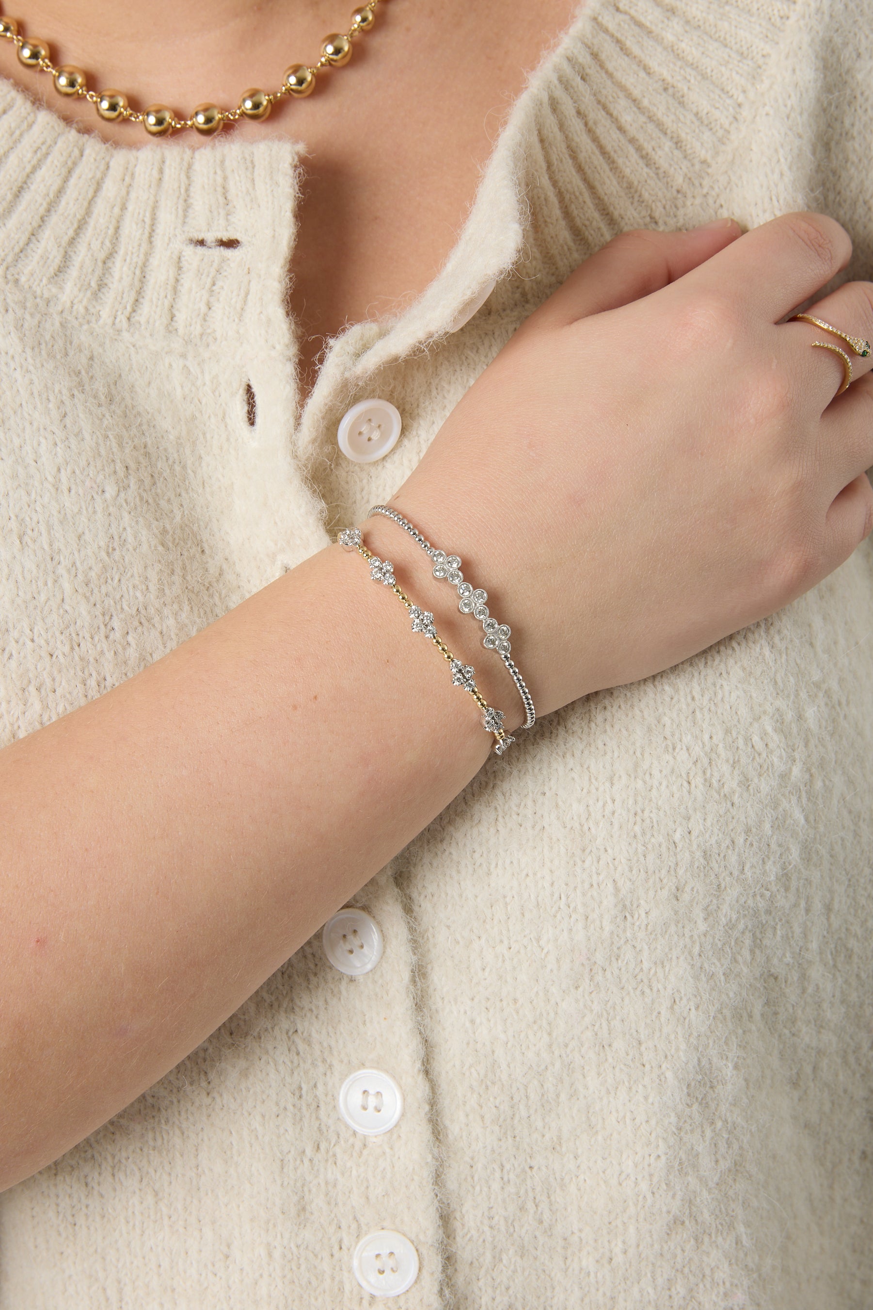 14KYW Quad Diamond Bracelet With Lock