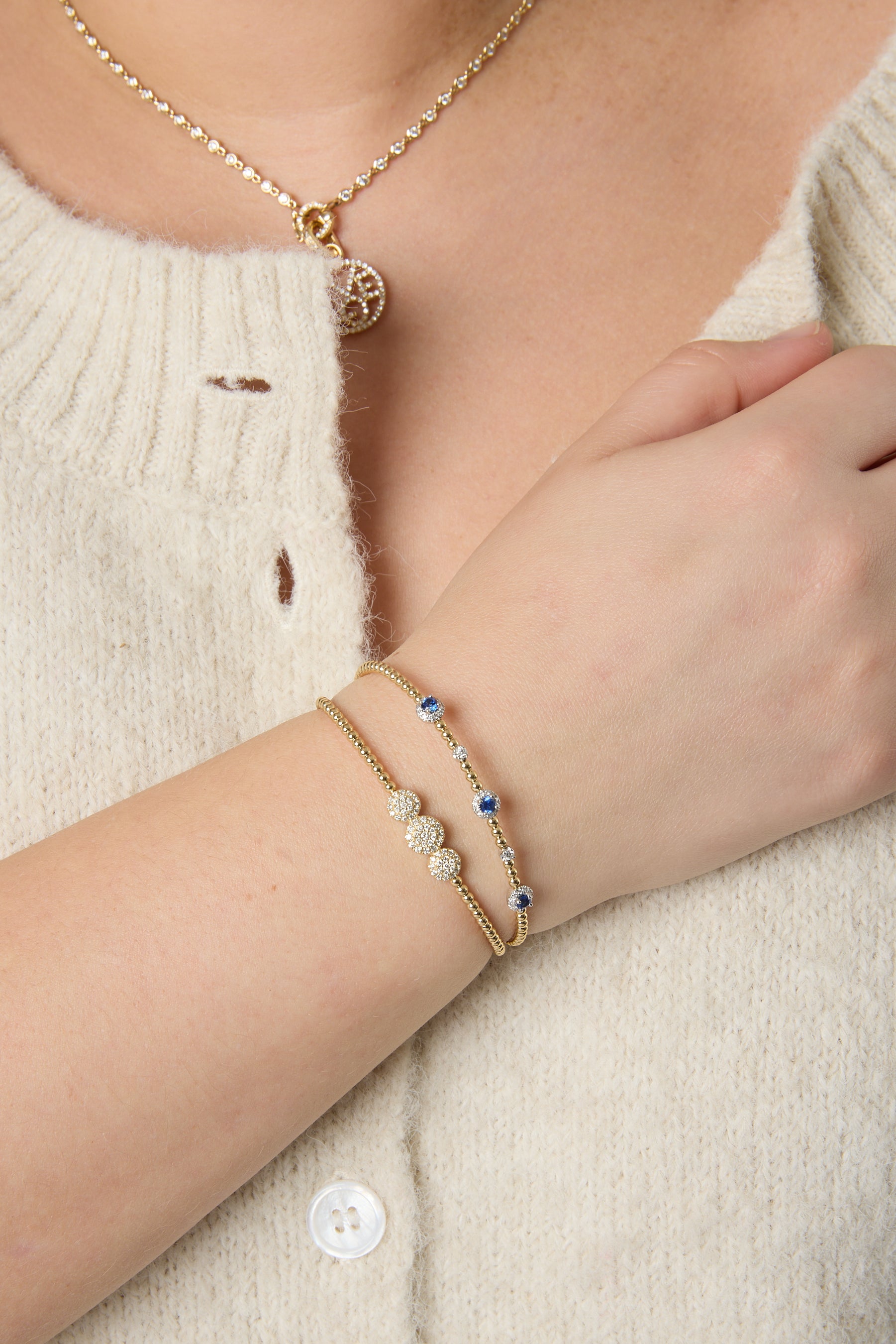 14KY Bujukan Bead Cuff Bracelet With Lock