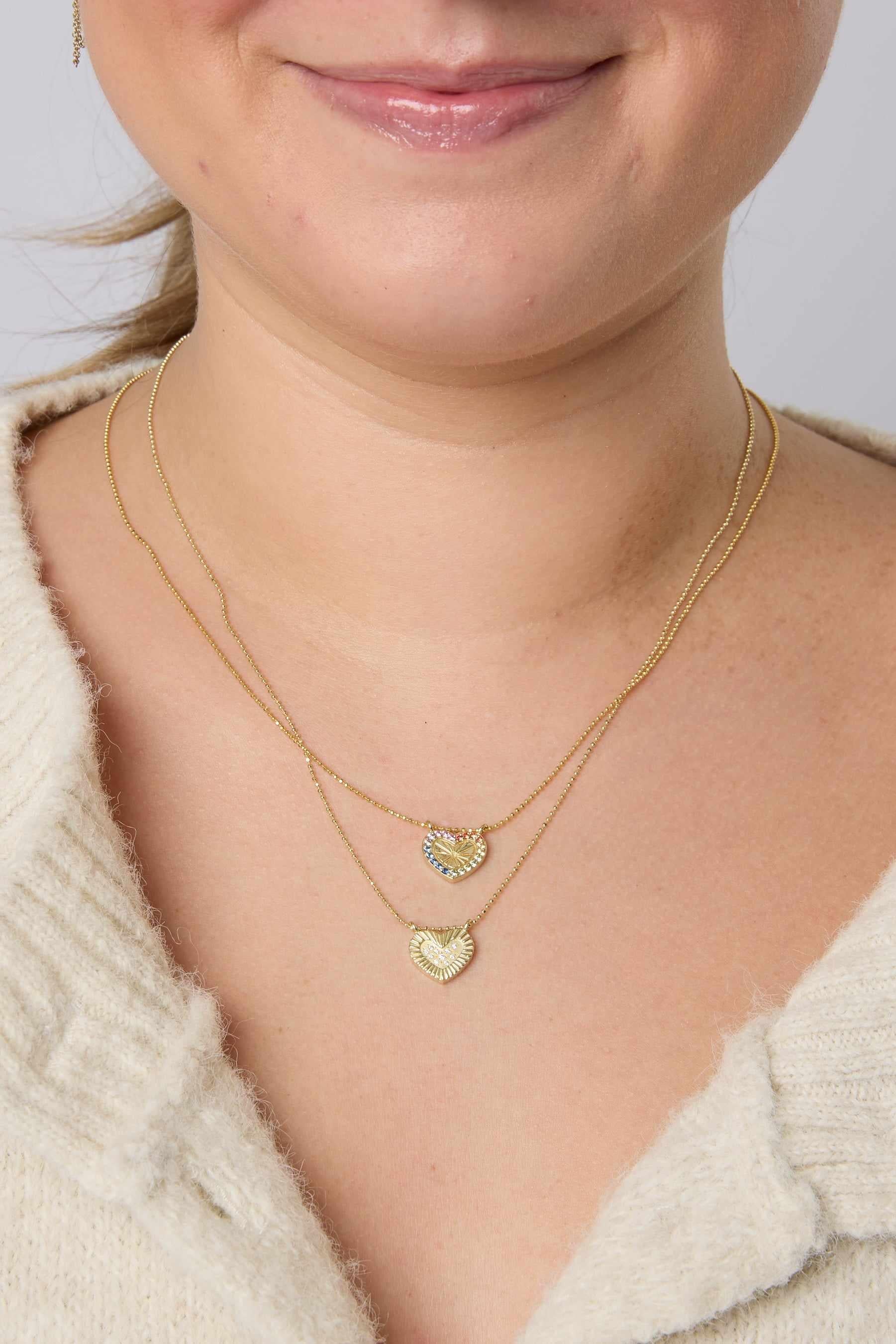 14KY Magnetic Friendship Double Heart Necklaces