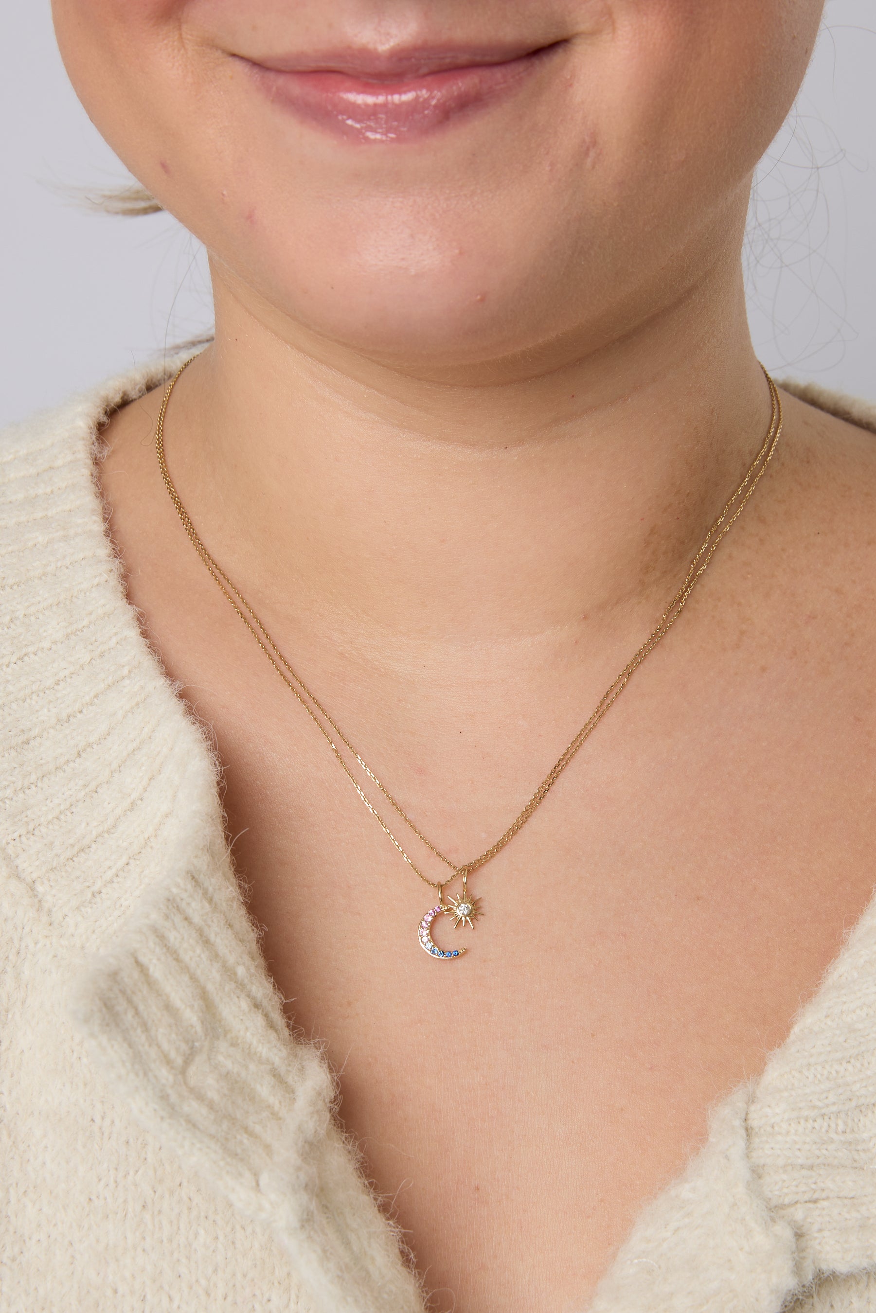 14KY Love You To The Moon Necklaces