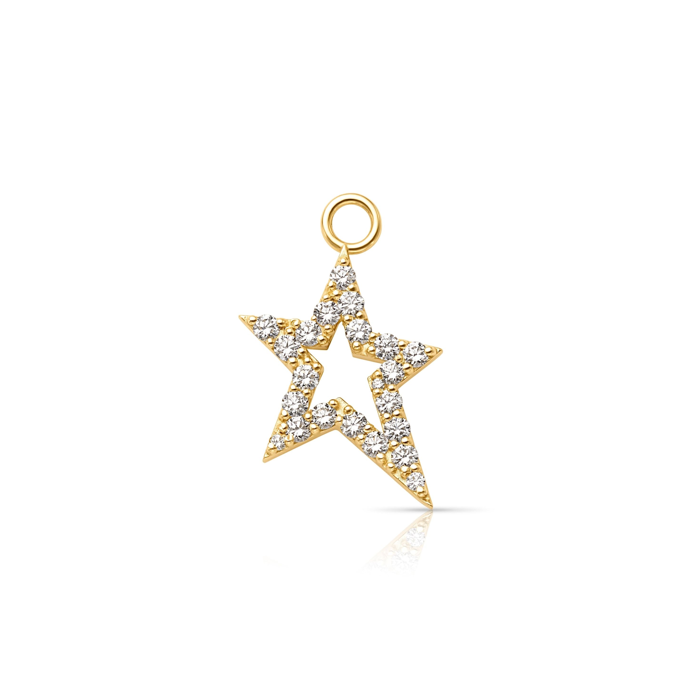 18KY Diamond Open Star Charm