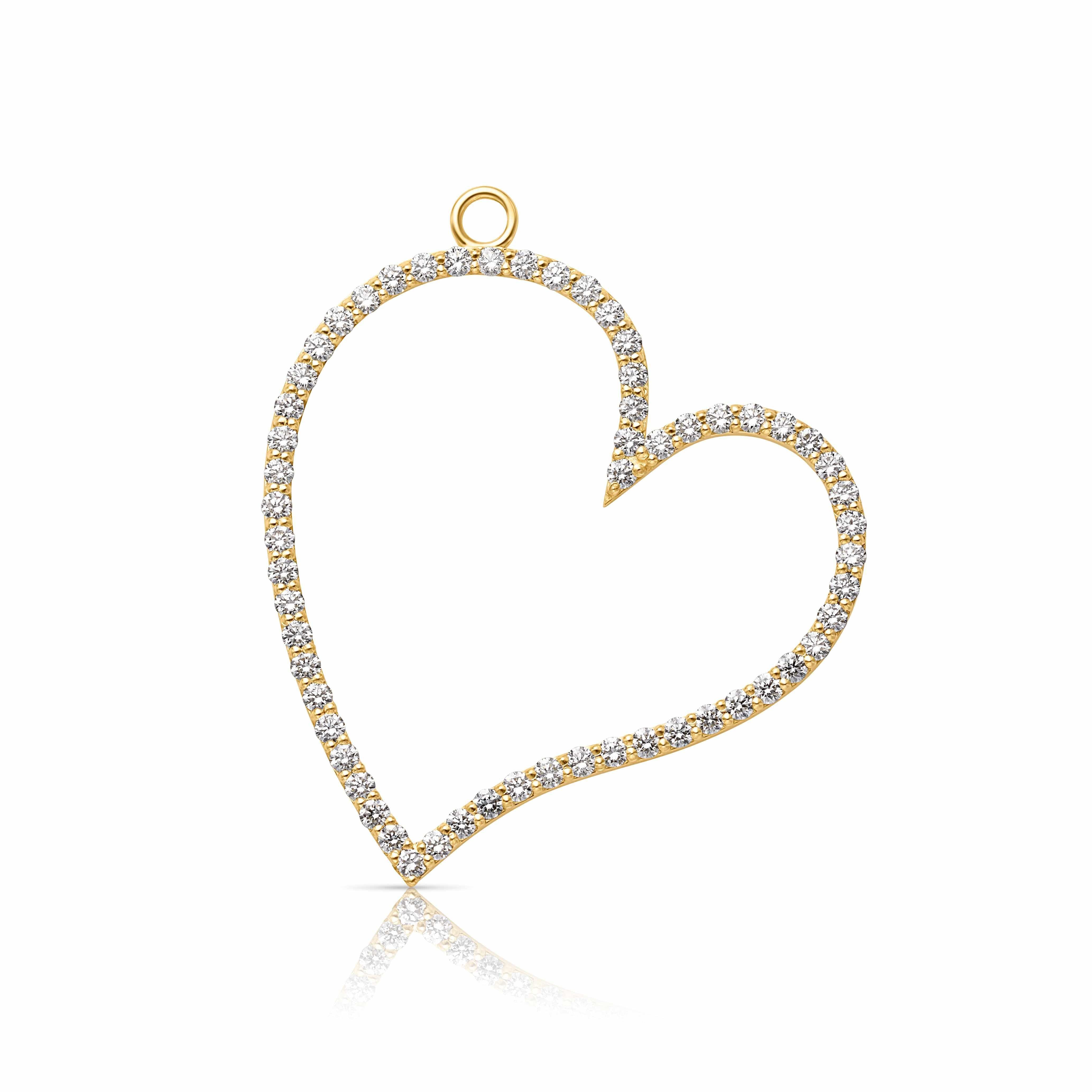 18KY Diamond Open Heart Charm