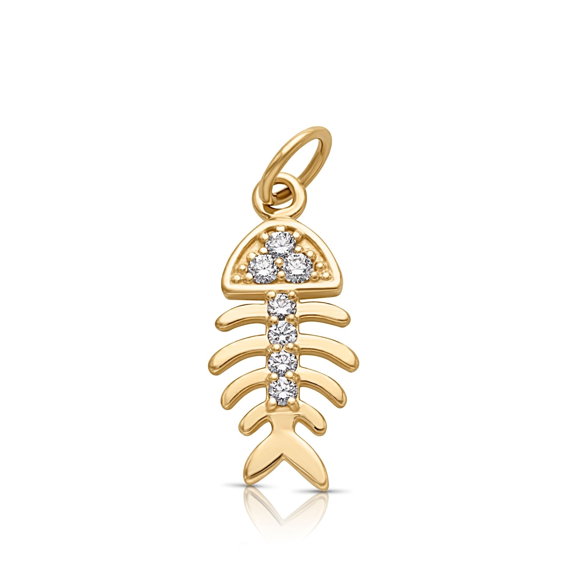 14KY Diamond Fishbone Charm