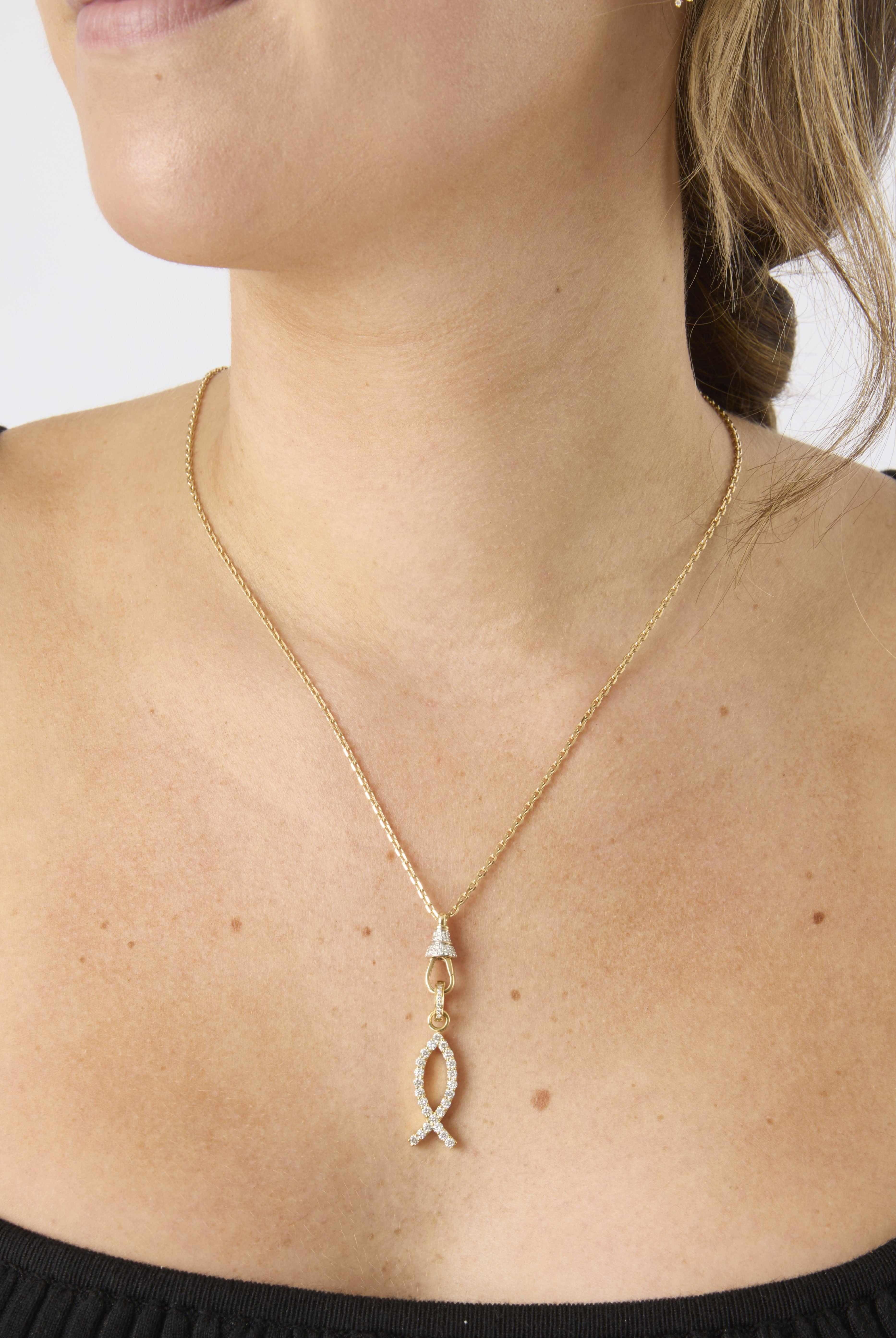 18KY Diamond Fish Charm