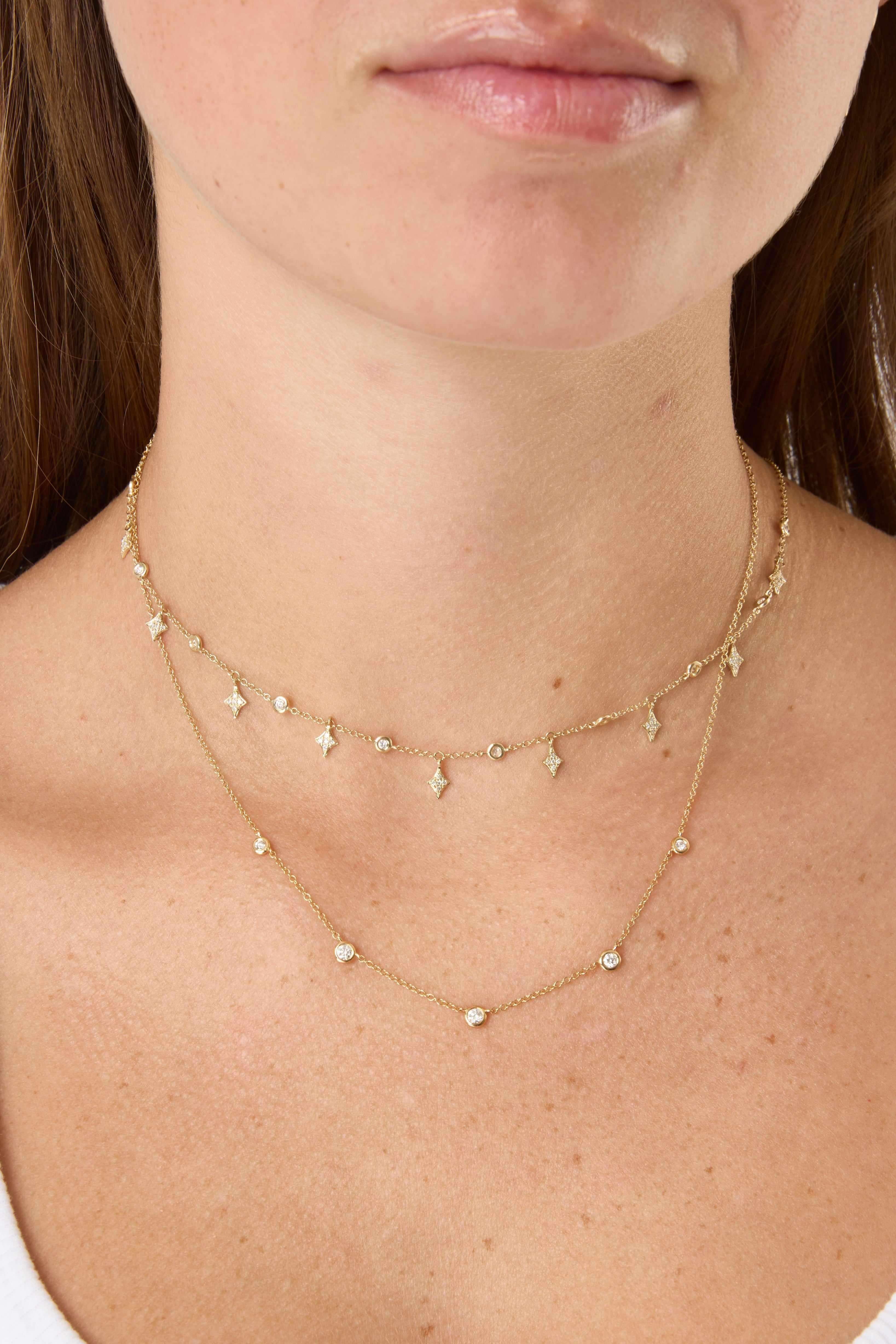 14KY Diamond Rhombus Drop Necklace