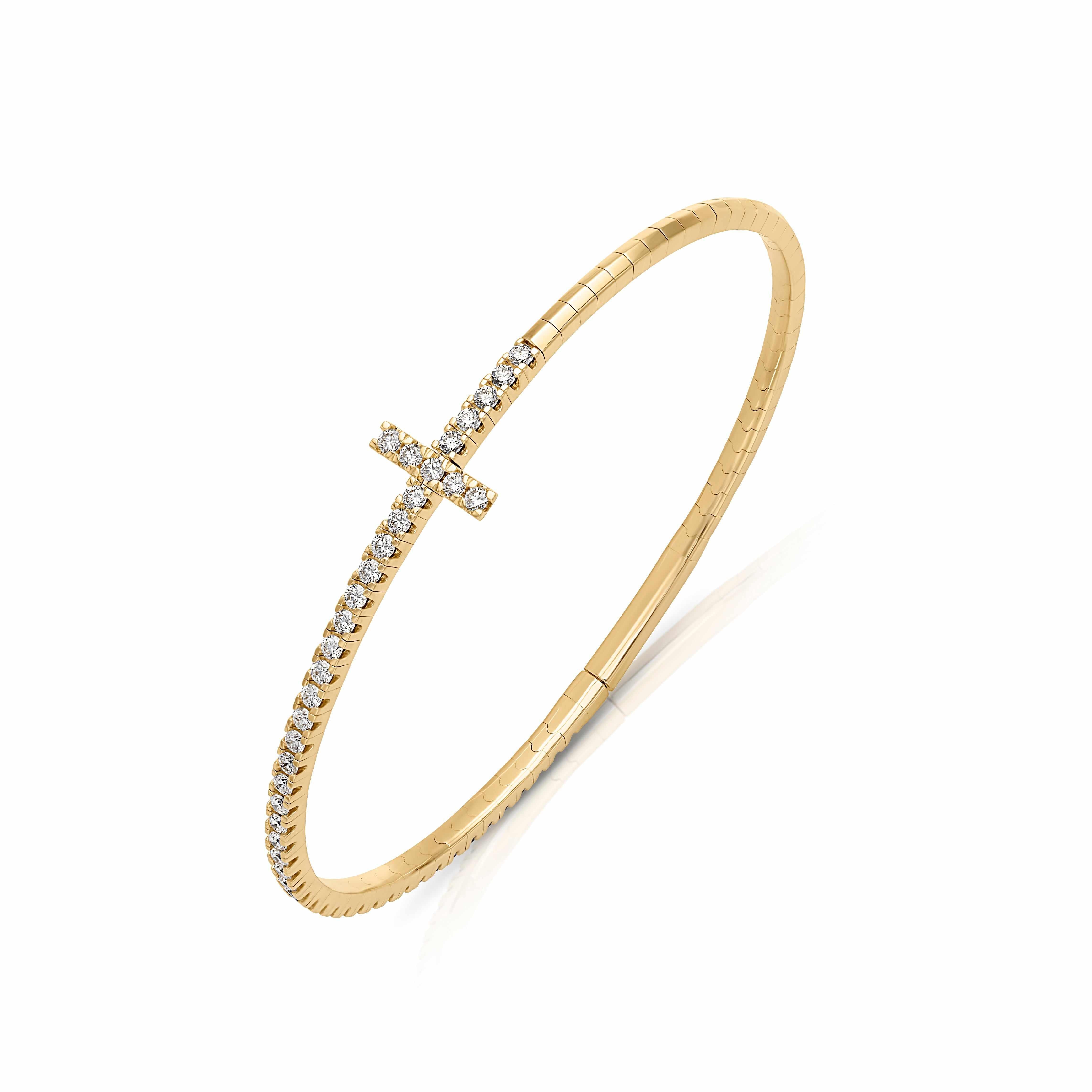 14KY Diamond Cross Flex Bracelet