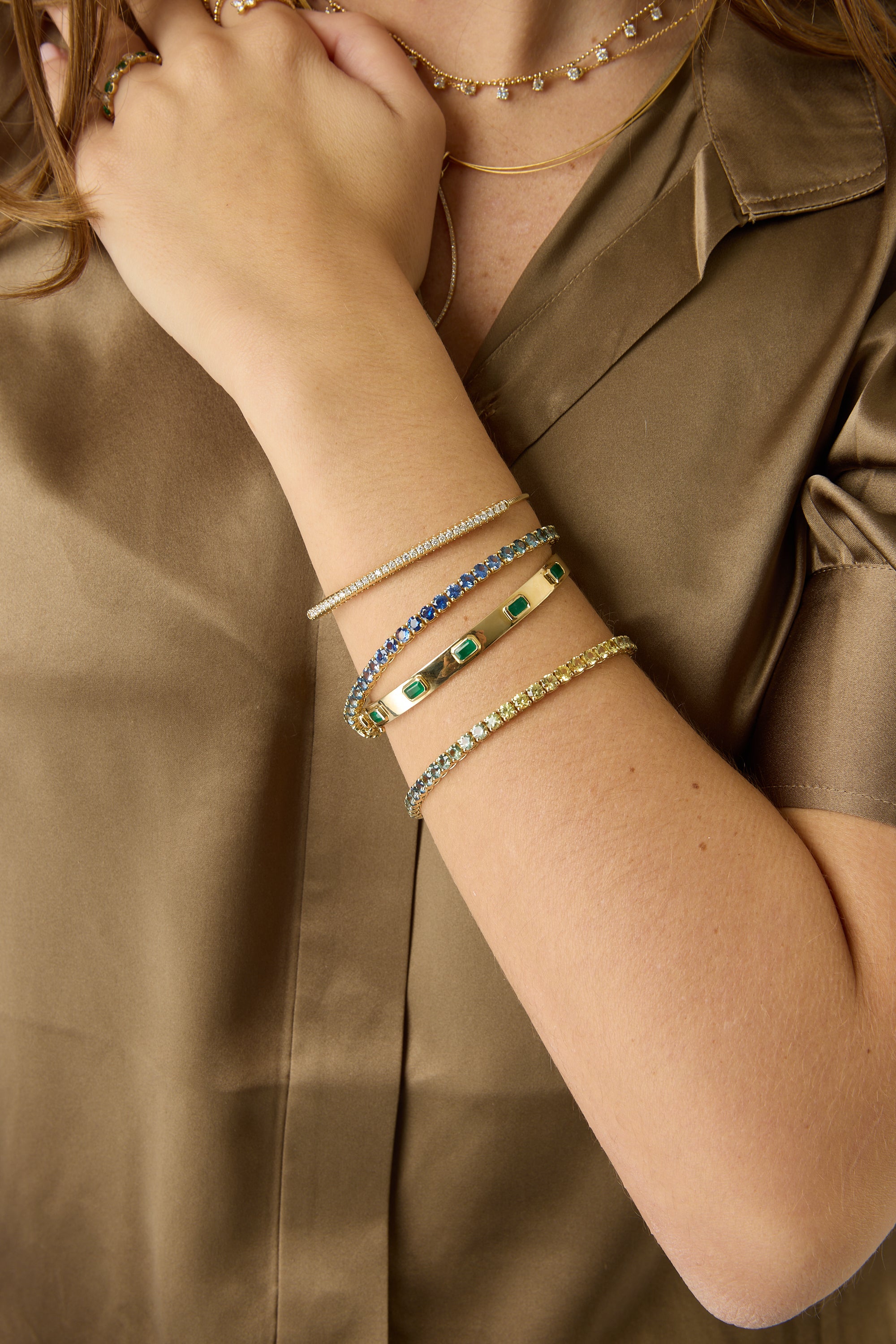 14KY 3.5mm Ombre Sapphire Tennis Bracelet