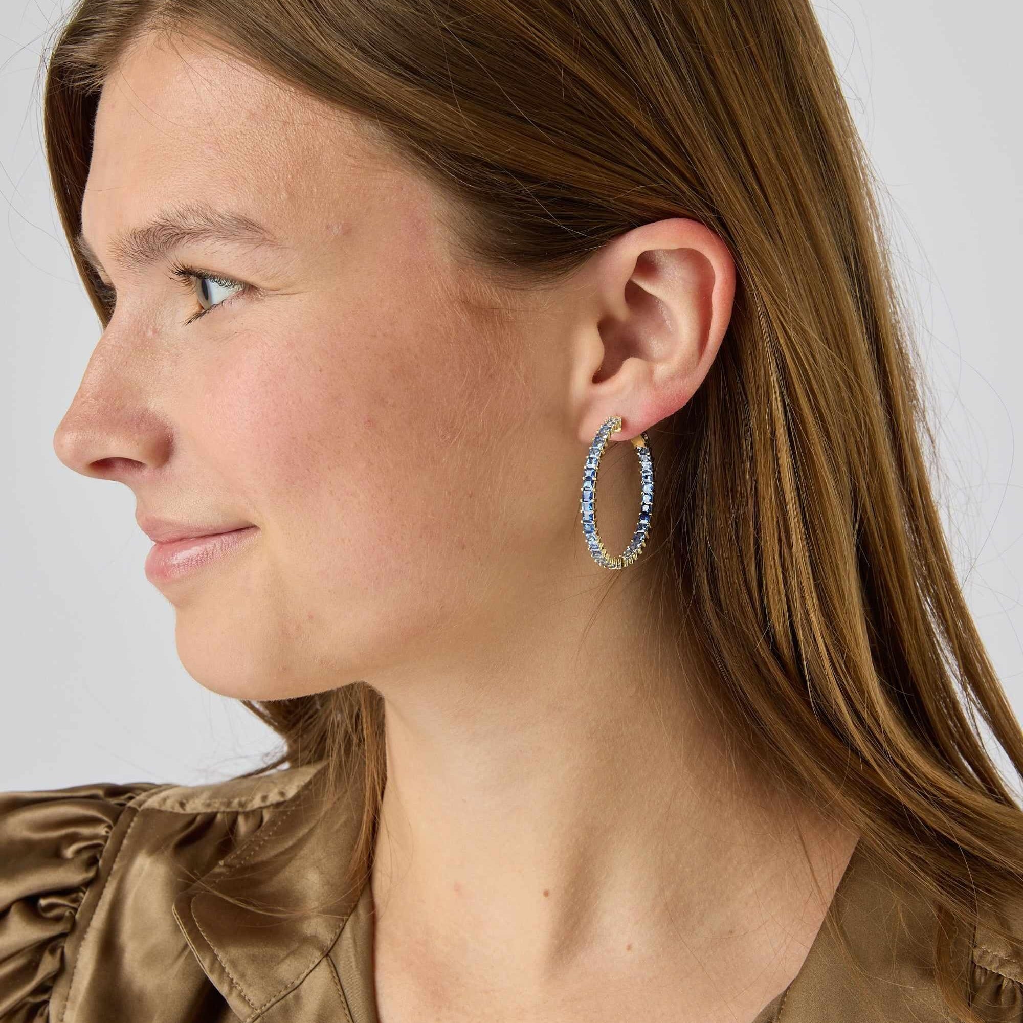 14KY Blue Sapphire Ombre Hoops