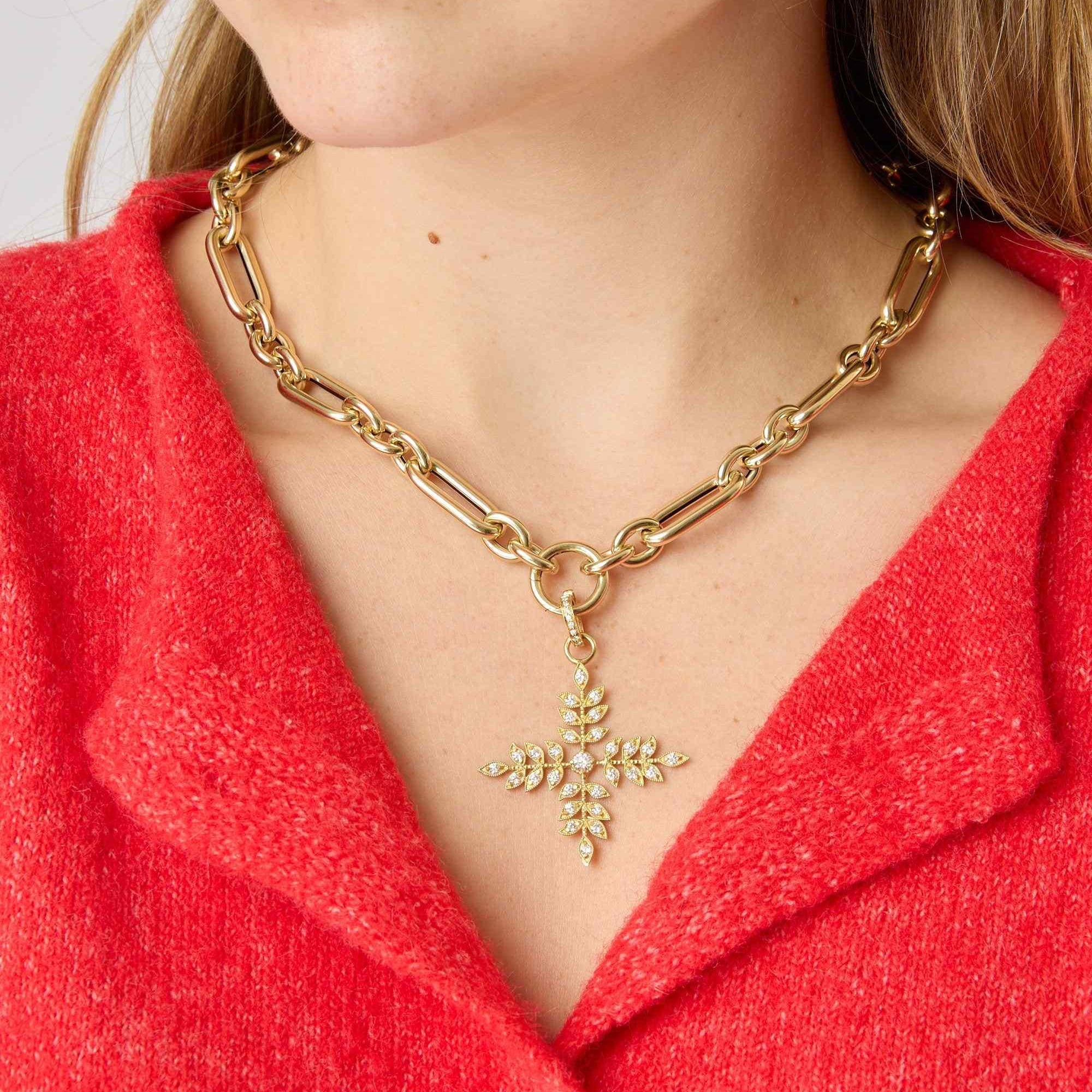 18KY Diamond Vine Cross-Necklaces-Trilogy-Susan Saffron Jewelry