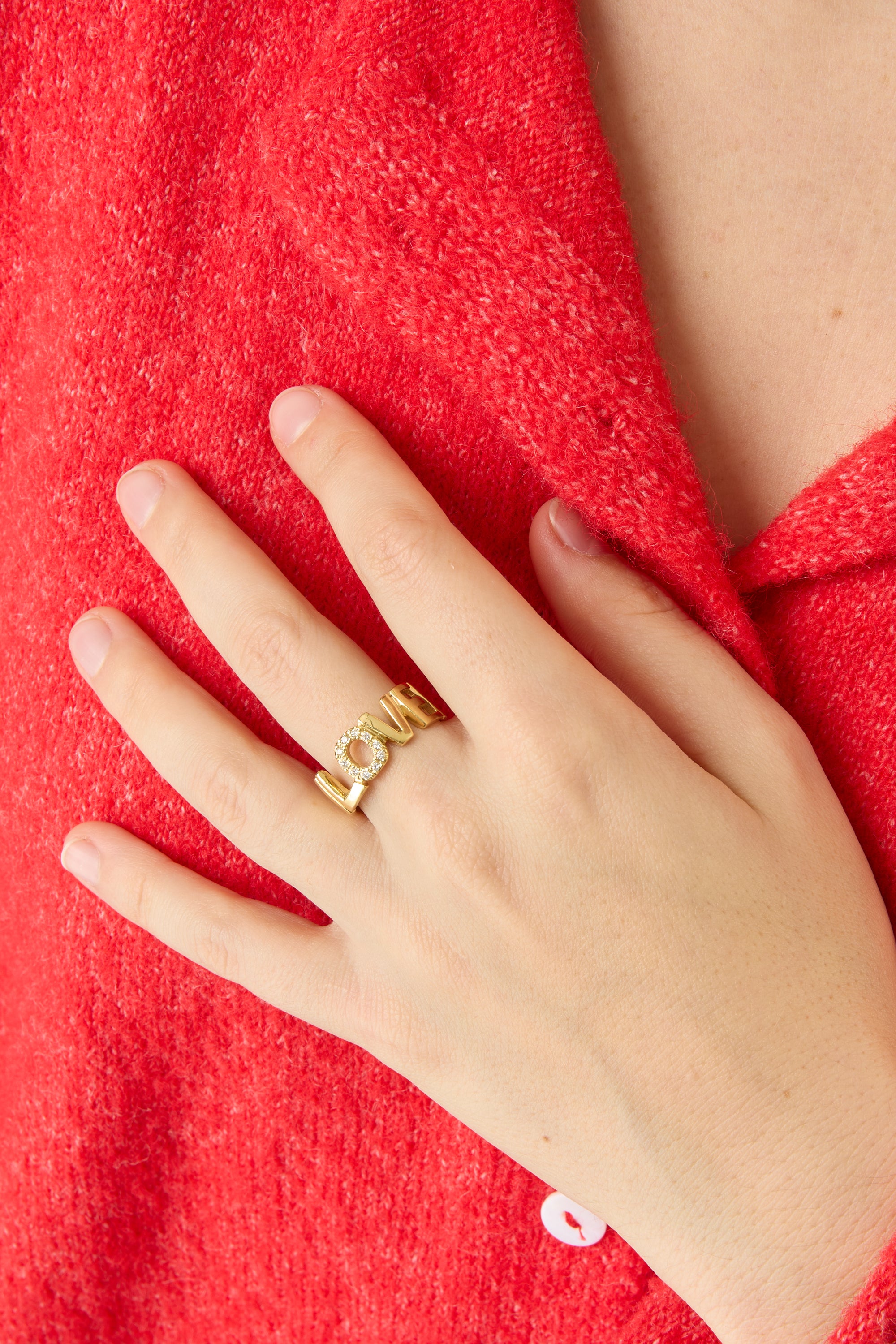 18KY Loved Ring with Pave O