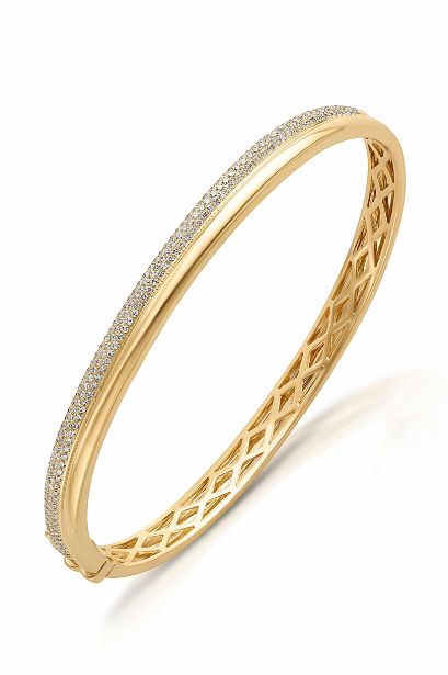 14KY Pave Polished Bangle