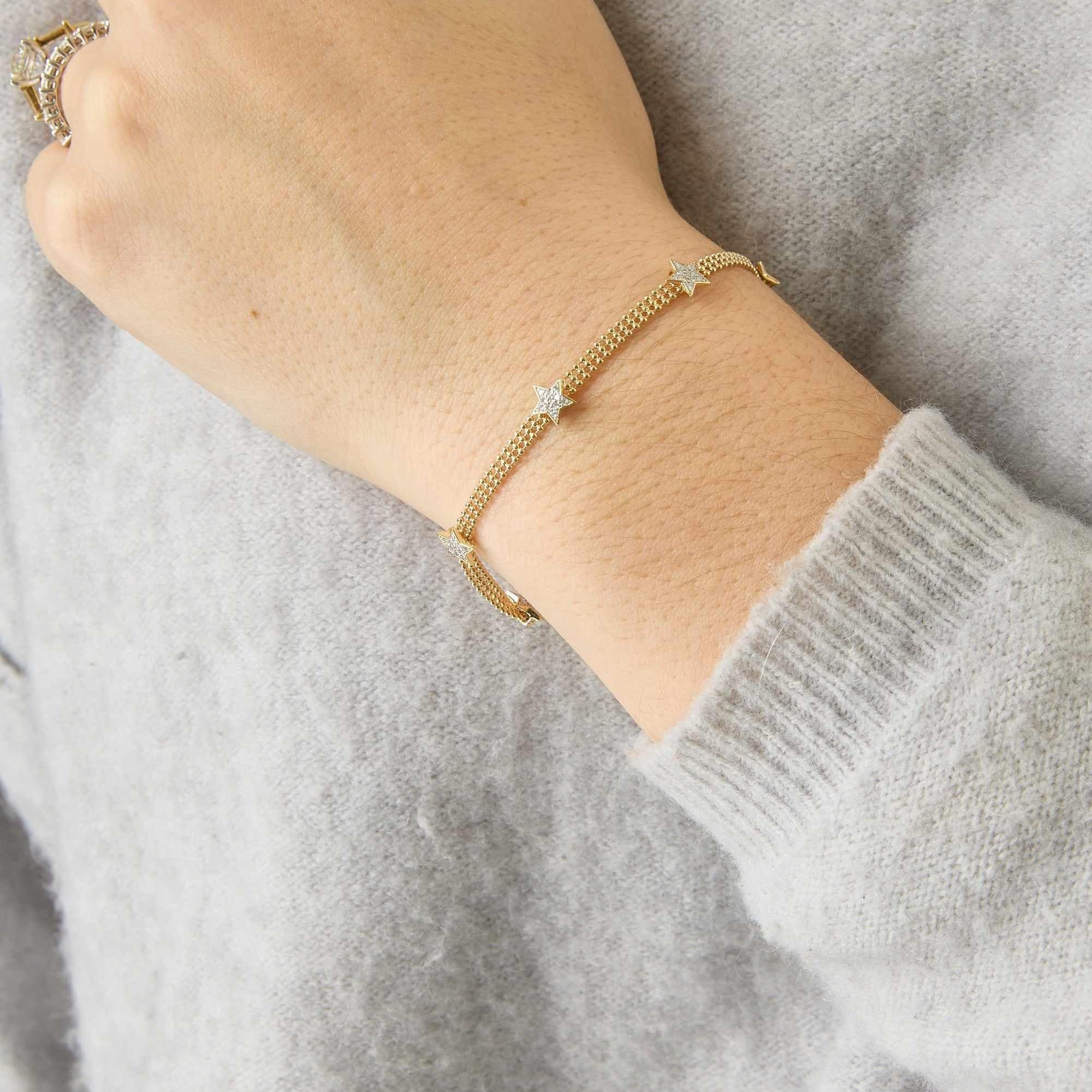 14KYW Pave Star Bracelet
