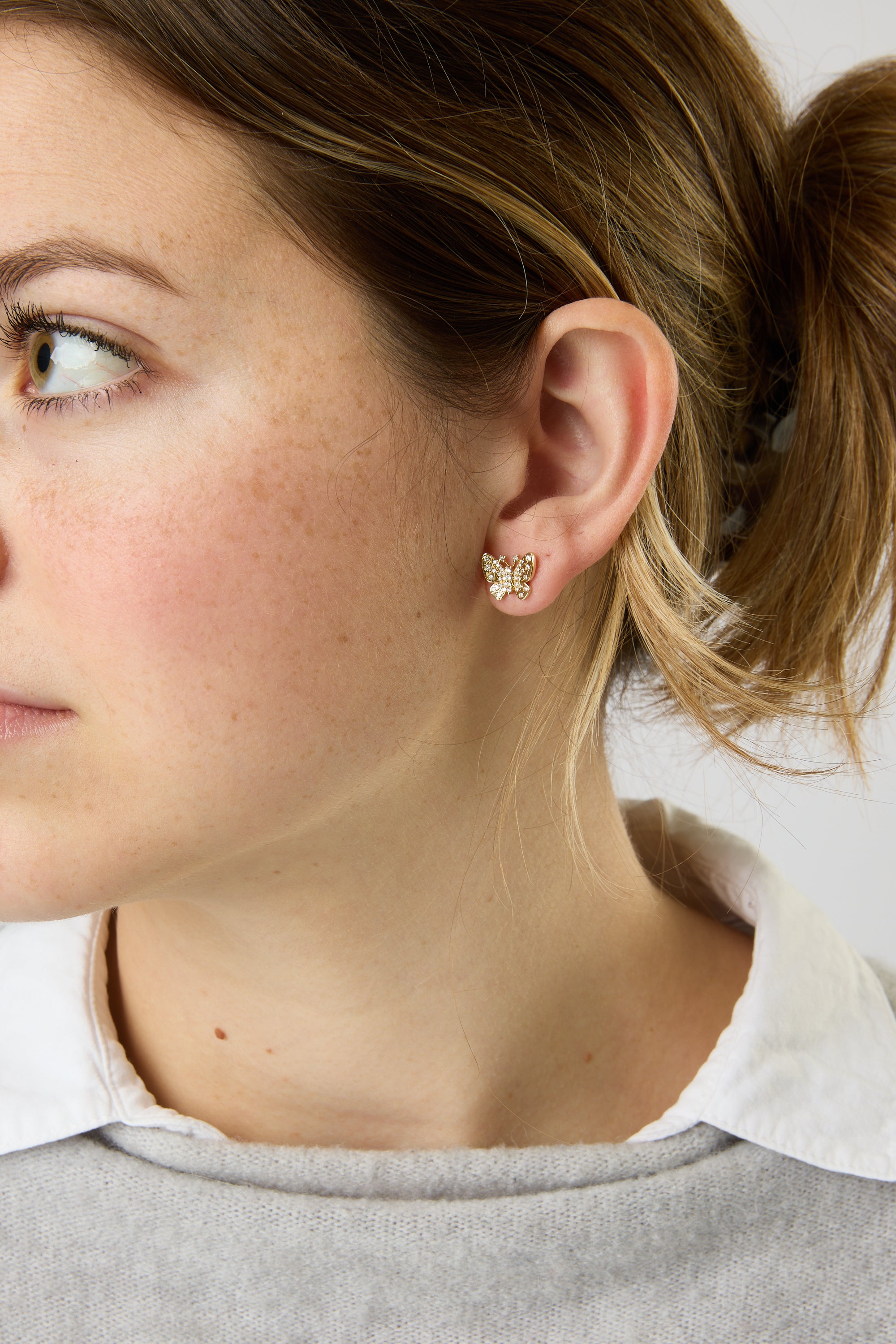 14KY Diamond Butterfly Earring