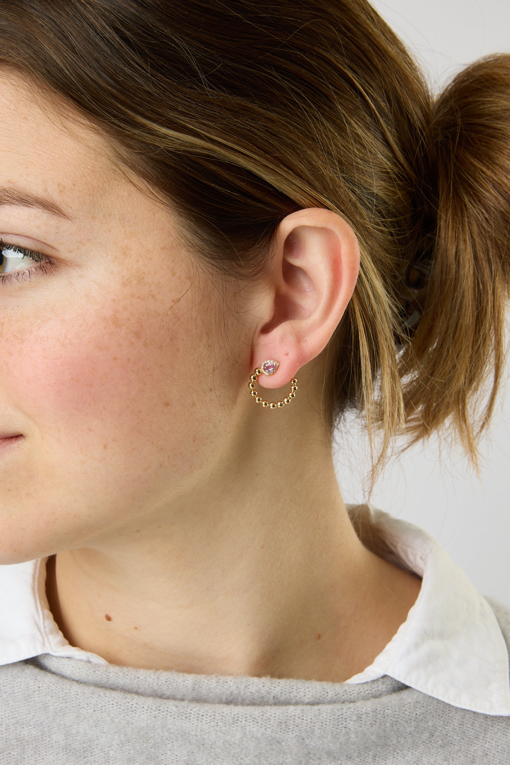 14KY Swirl Pink Earrings