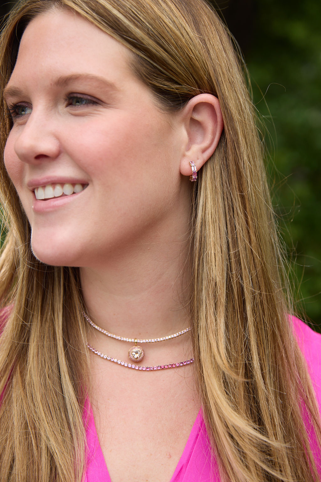 14KY Pink Sapphire and Diamond Collar