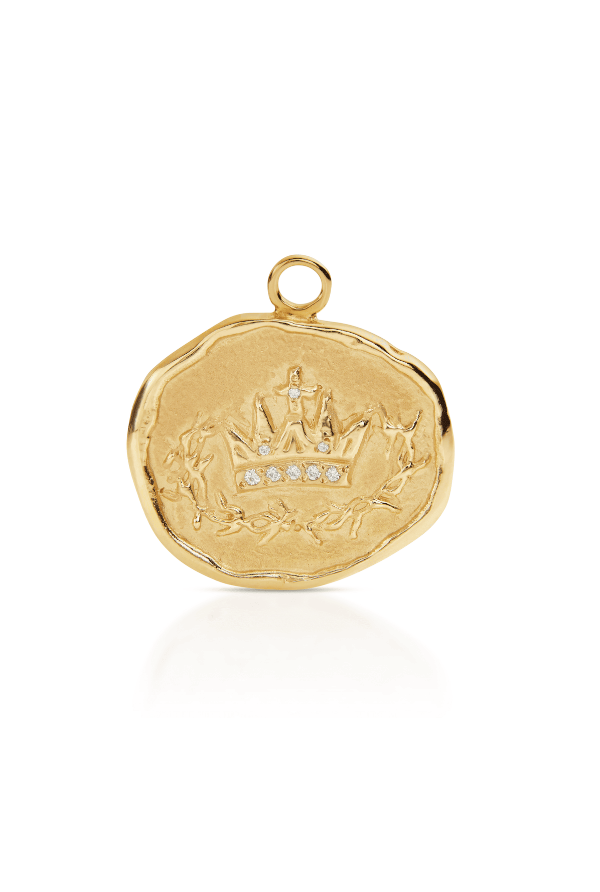 18KY Crown of Thorns Coin with Pave Diamonds