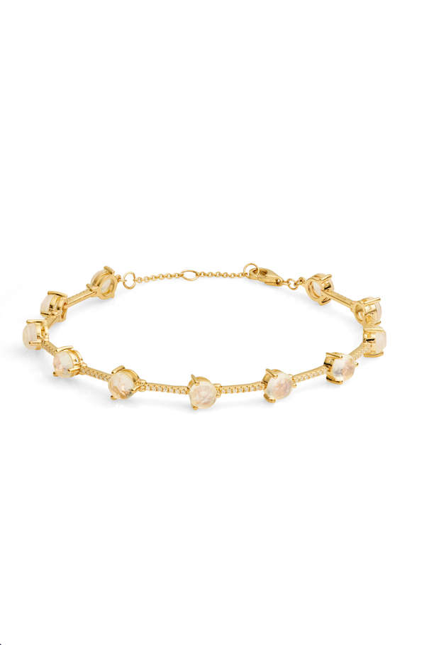 14KY Moonstone and Diamond Bracelet-Bracelets-Saffron Jewelry-Susan Saffron Jewelry