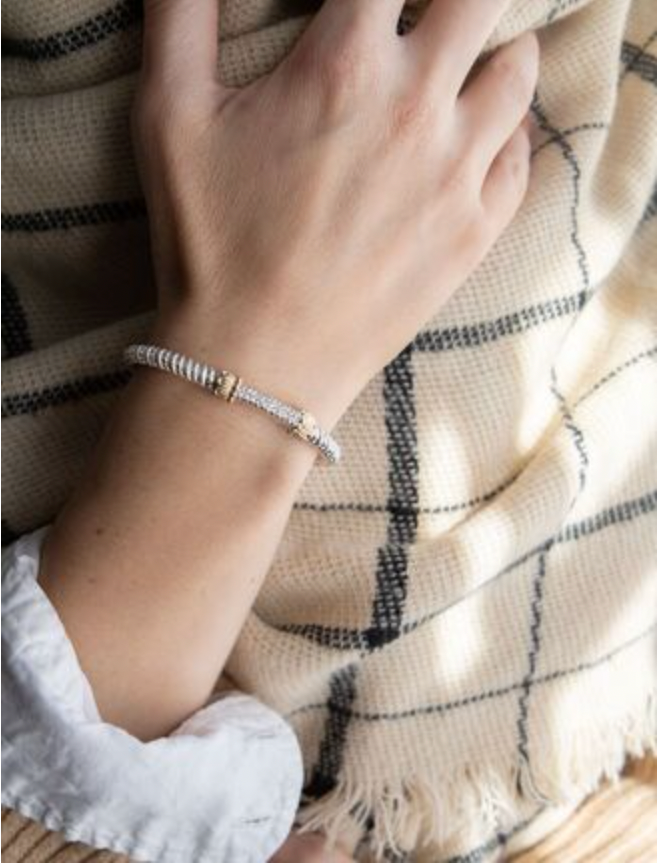 Diamond Two Row Short Bar Closed 4mm Bracelet