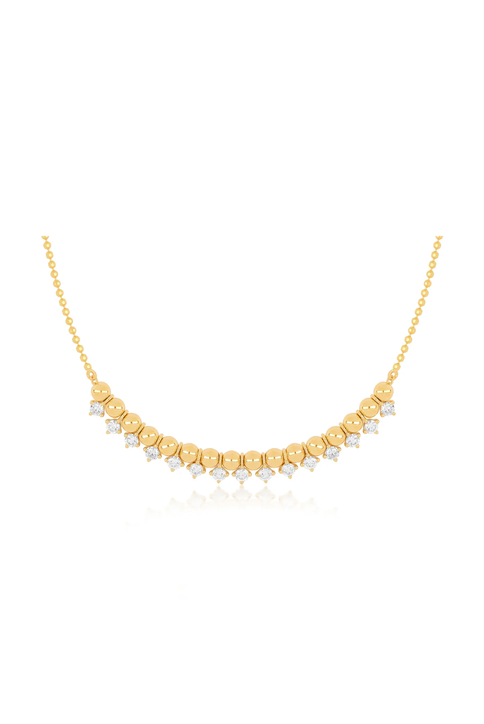 14KY Diamond and Gold Ball Necklace
