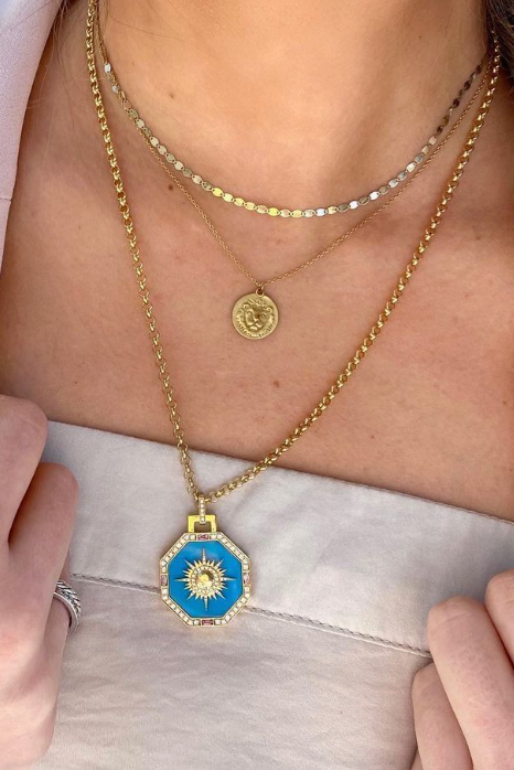 14KY Mirror Link Necklace-Necklaces-Saffron Jewelry-16"-Susan Saffron Jewelry