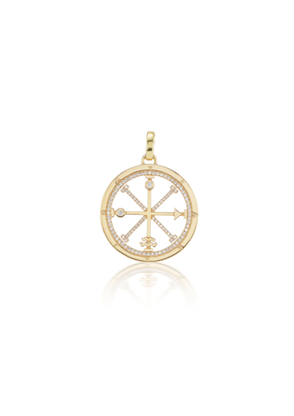 18KY La Ruota Wheel Charm with Diamonds