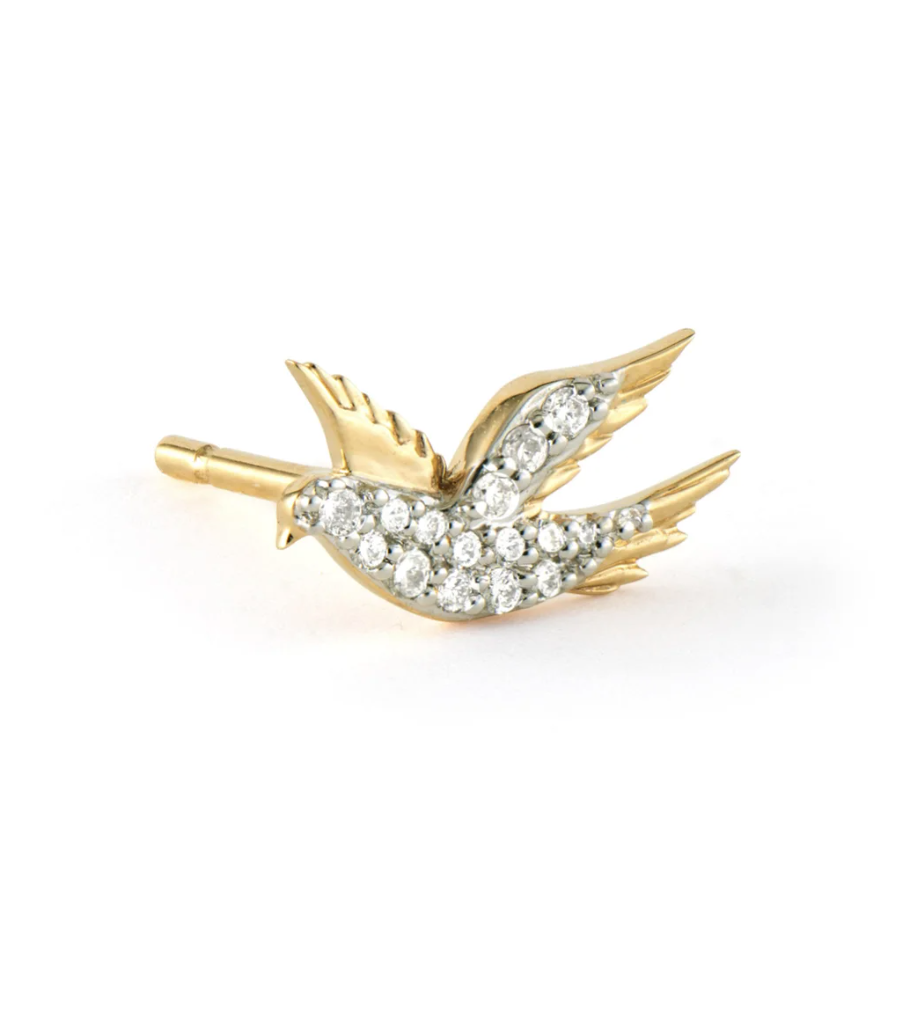14KY Pave Songbird Studs