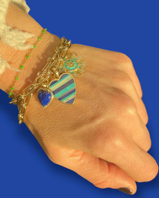 14KY Diamond and Lapis Alana Large Heart Charm