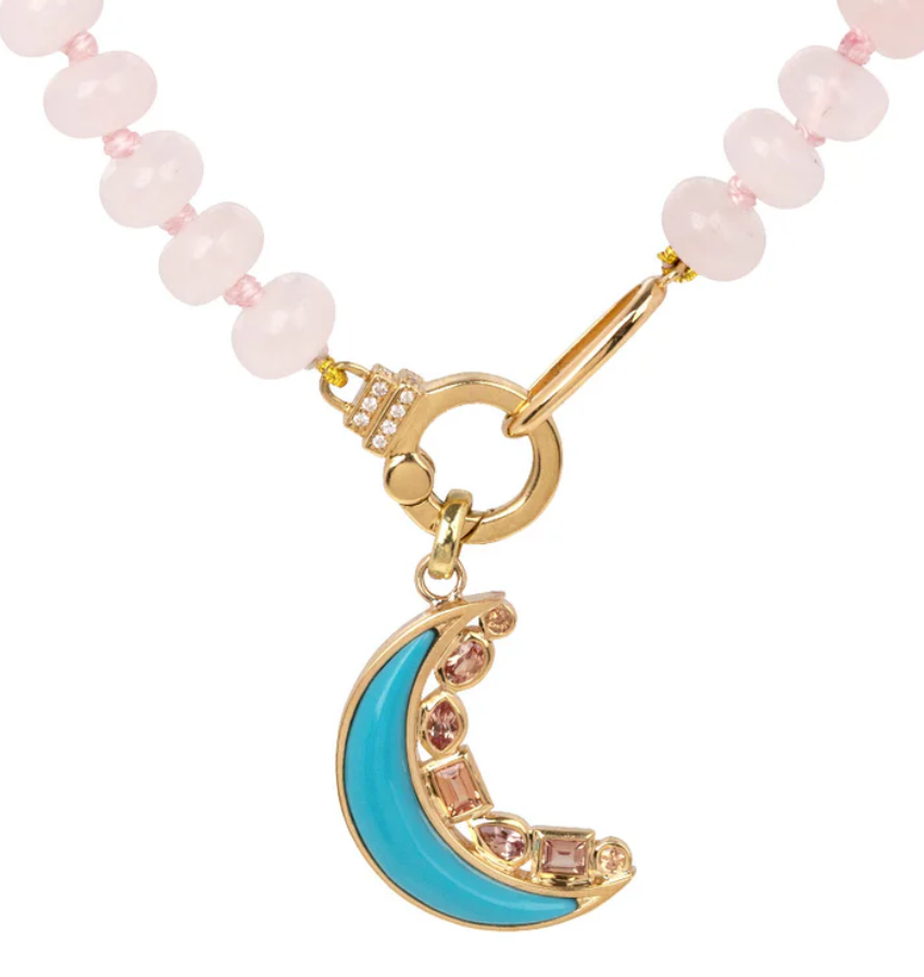 18KY Mini Monroe Crescent Turquoise Pendant