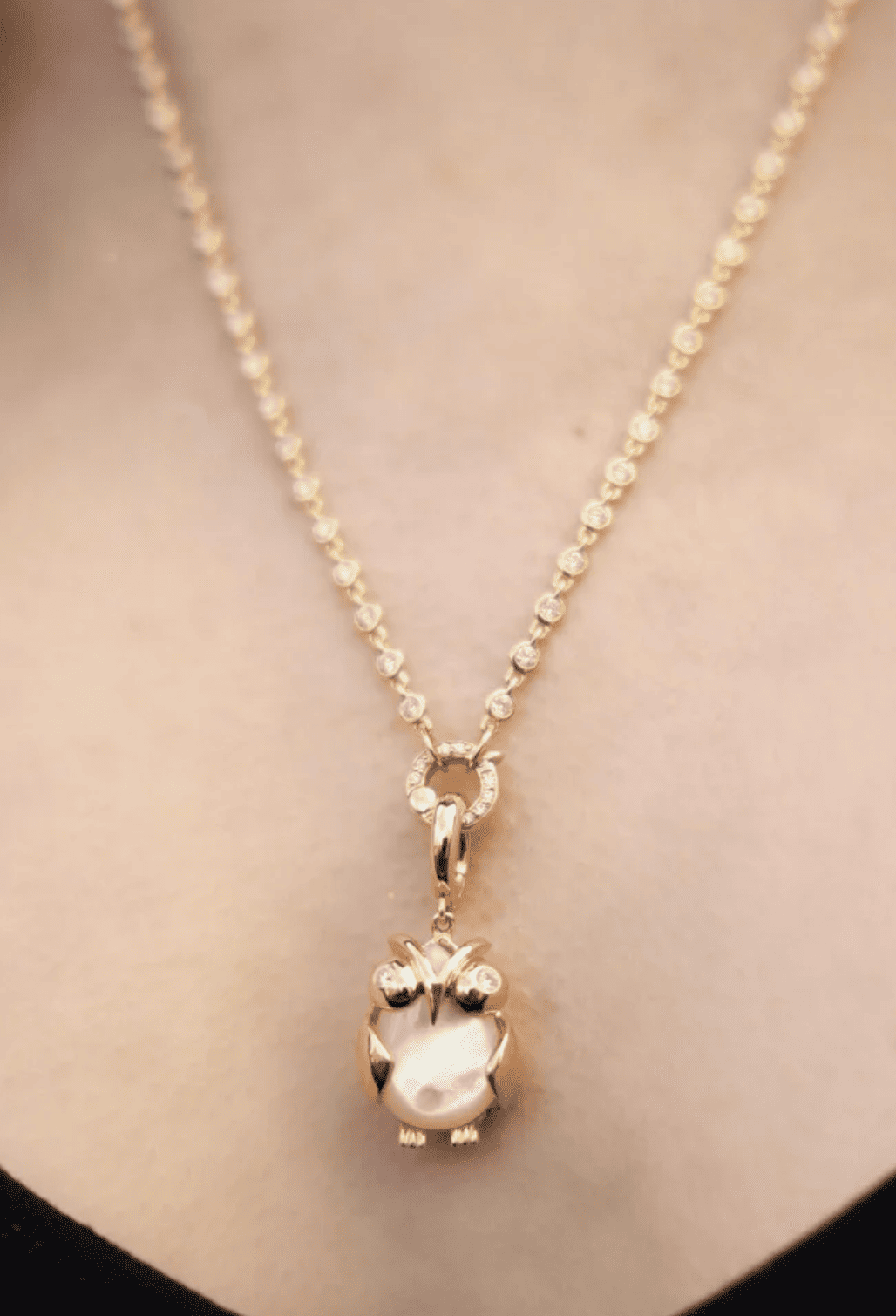 14KY MOP Wisdom Owl Pendant