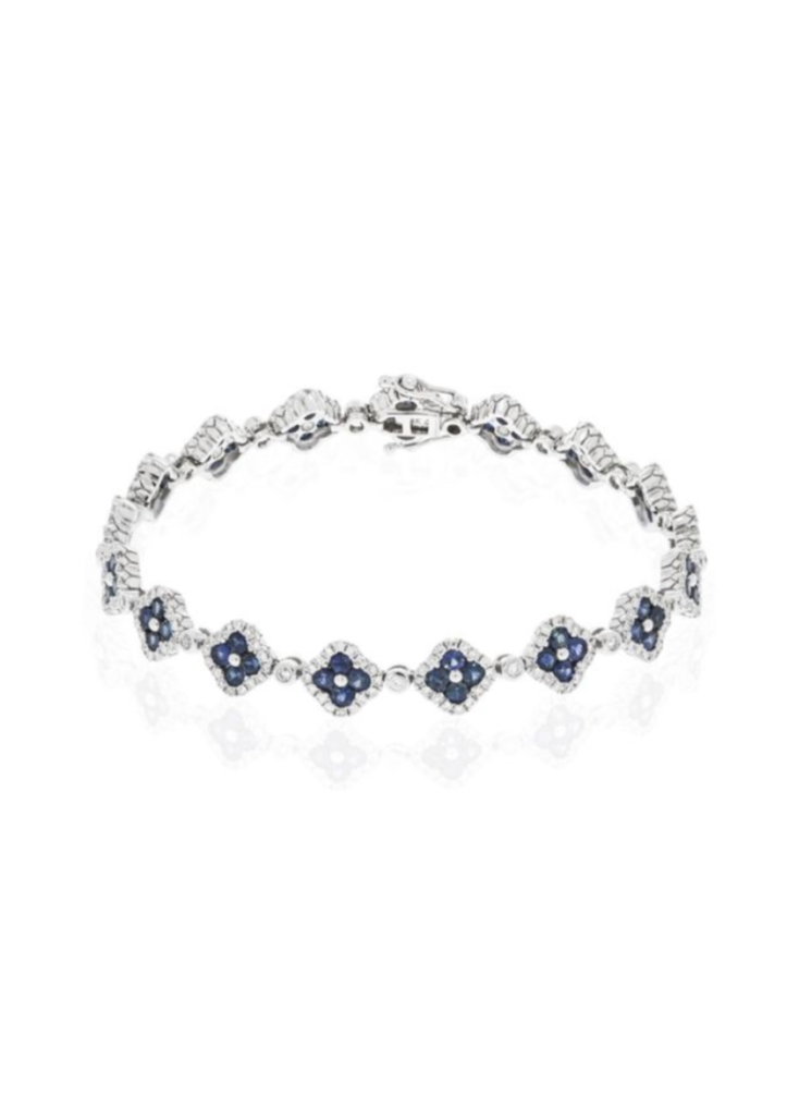 14KW Sapphire Clover Bracelet