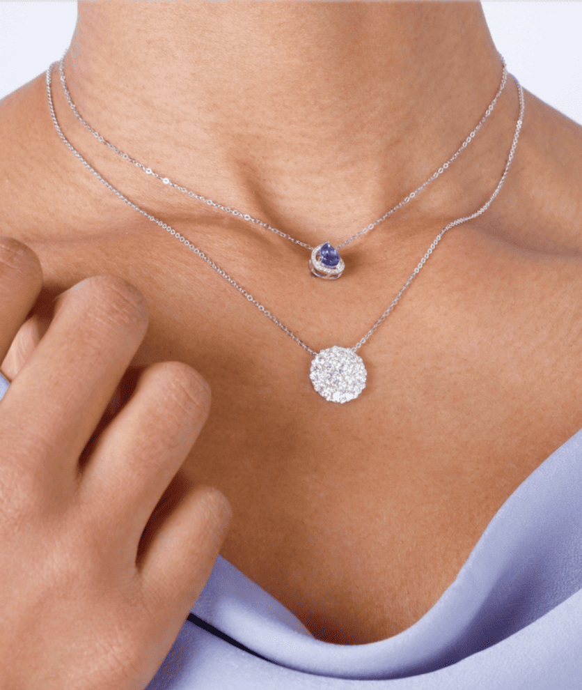 14K Diamond Cluster Necklace