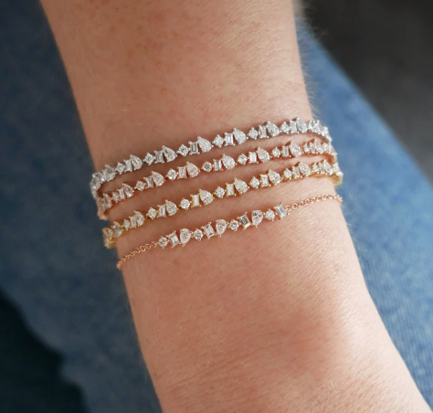 14KY Diamond Multifaceted Bar Bracelet