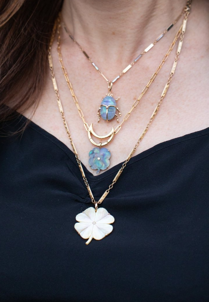 Luminescent Clover Charm-Necklaces-Maura Green-Susan Saffron Jewelry