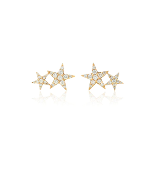 14KY Diamond Double Star Earrings