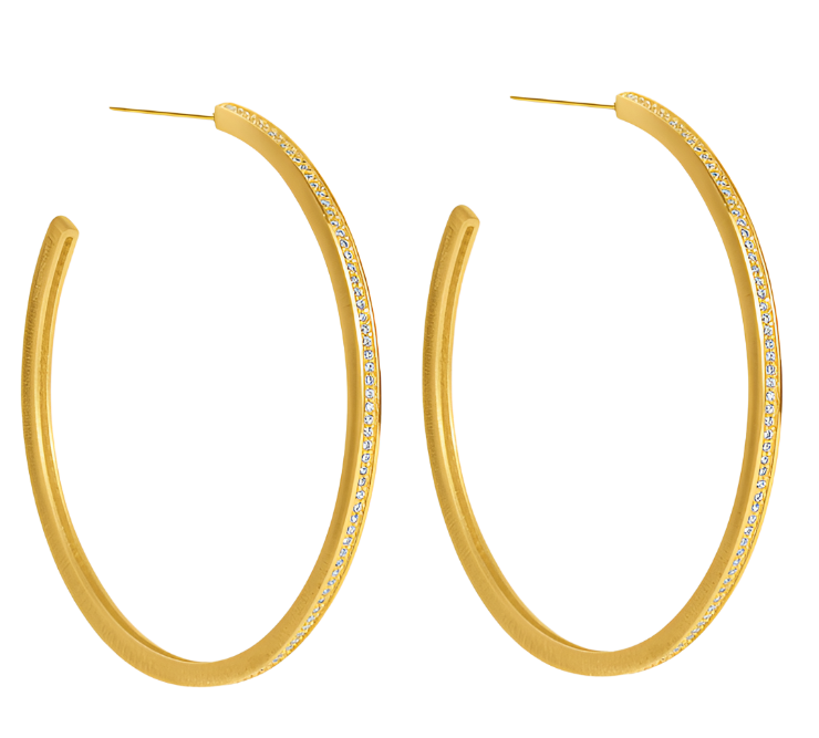 Petite Pave Large Thin Hoops