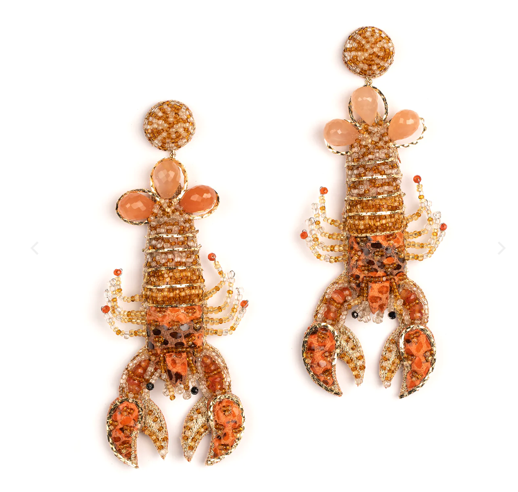 Lobster Earrings, Orange