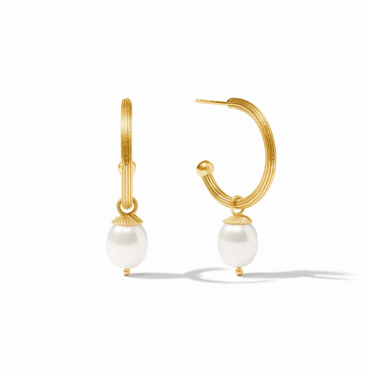 Sanibel Pearl Hoop and Charm Earrings