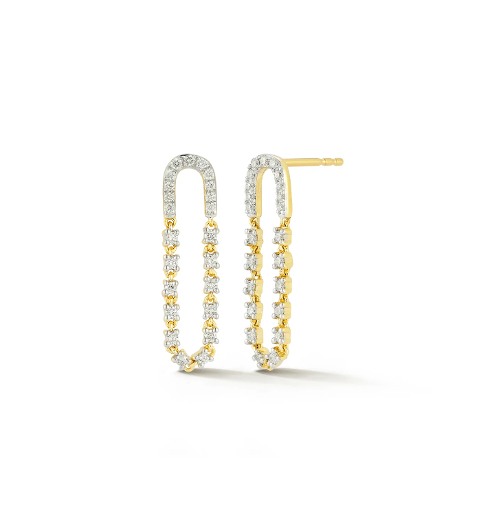 14KY Diamond Loop Chain Earrings