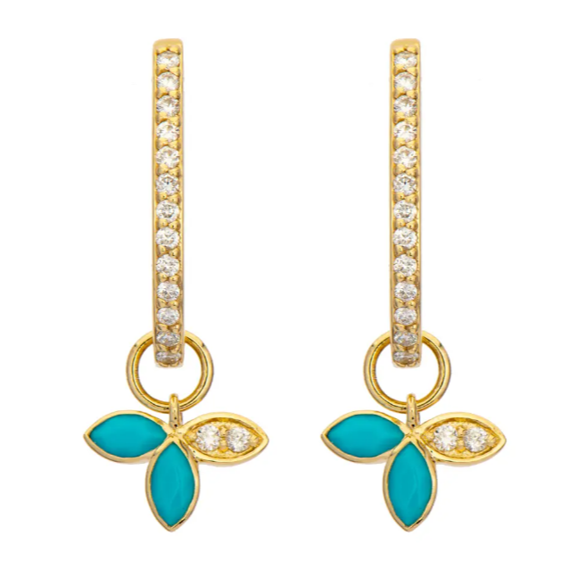 14KY Diamond and Turquoise Petal Charms