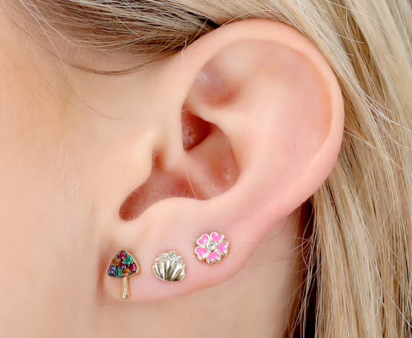 14KY Rainbow Mushroom Earrings