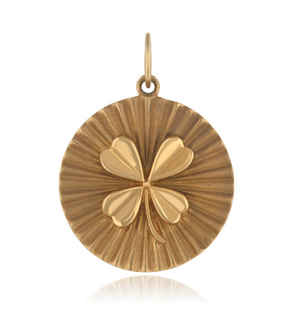 14KY Clover Beam Good Luck Medallion-Necklaces-Maura Green-Susan Saffron Jewelry