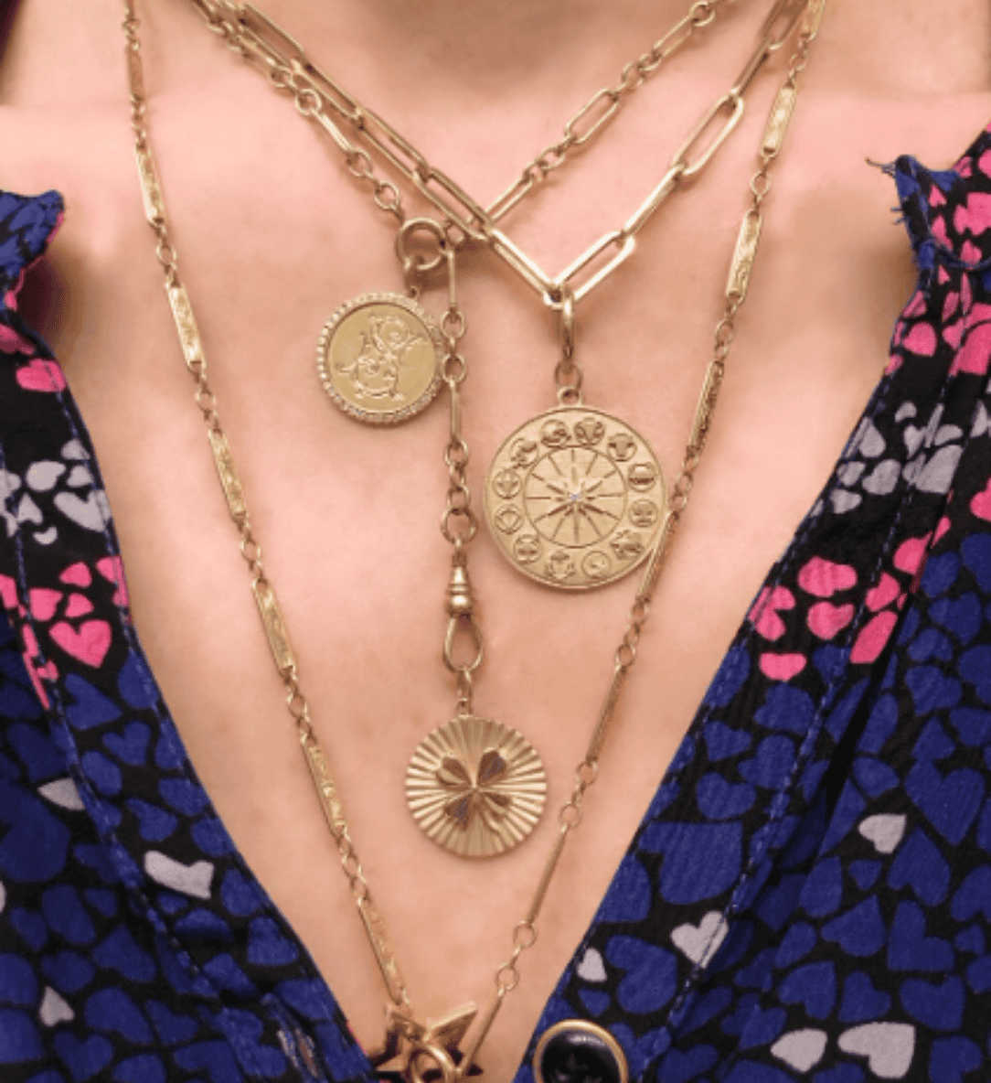 14KY Clover Beam Good Luck Medallion-Necklaces-Maura Green-Susan Saffron Jewelry