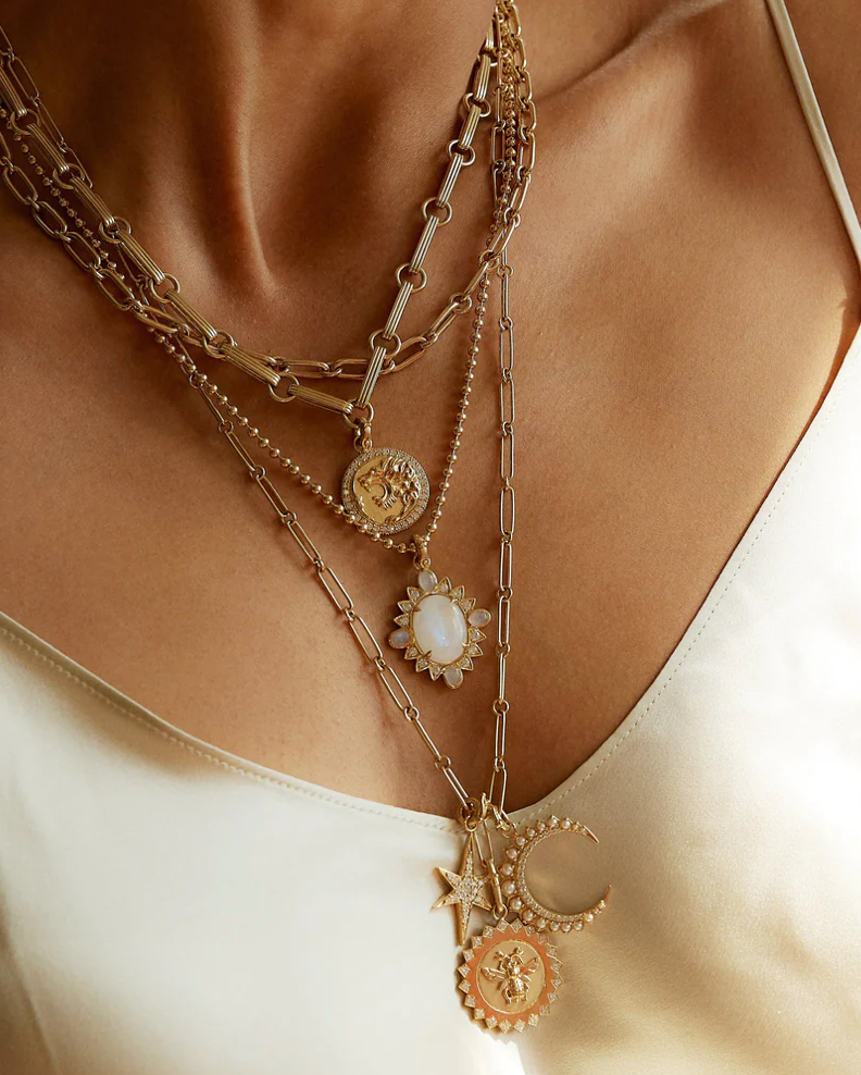 14KY Crescent Estelle Charm Pearl