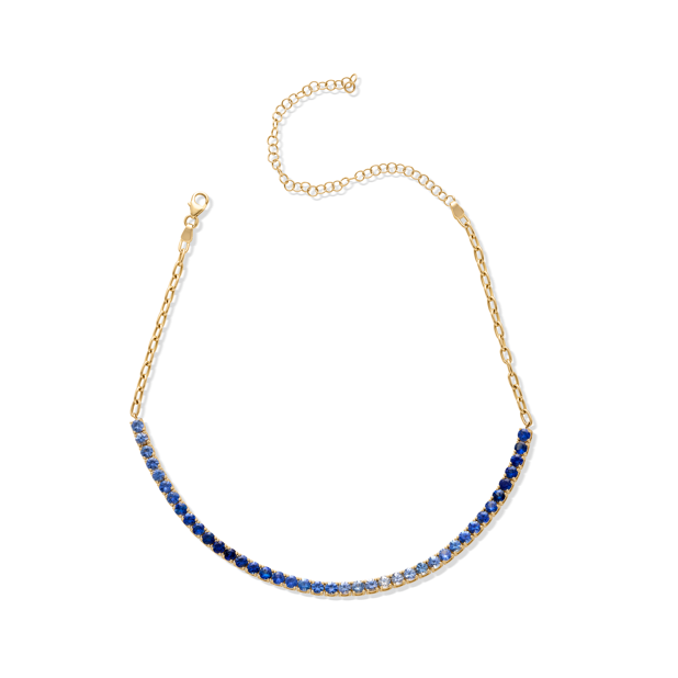 14KY Ombre Blue Sapphire Tennis Necklace Choker