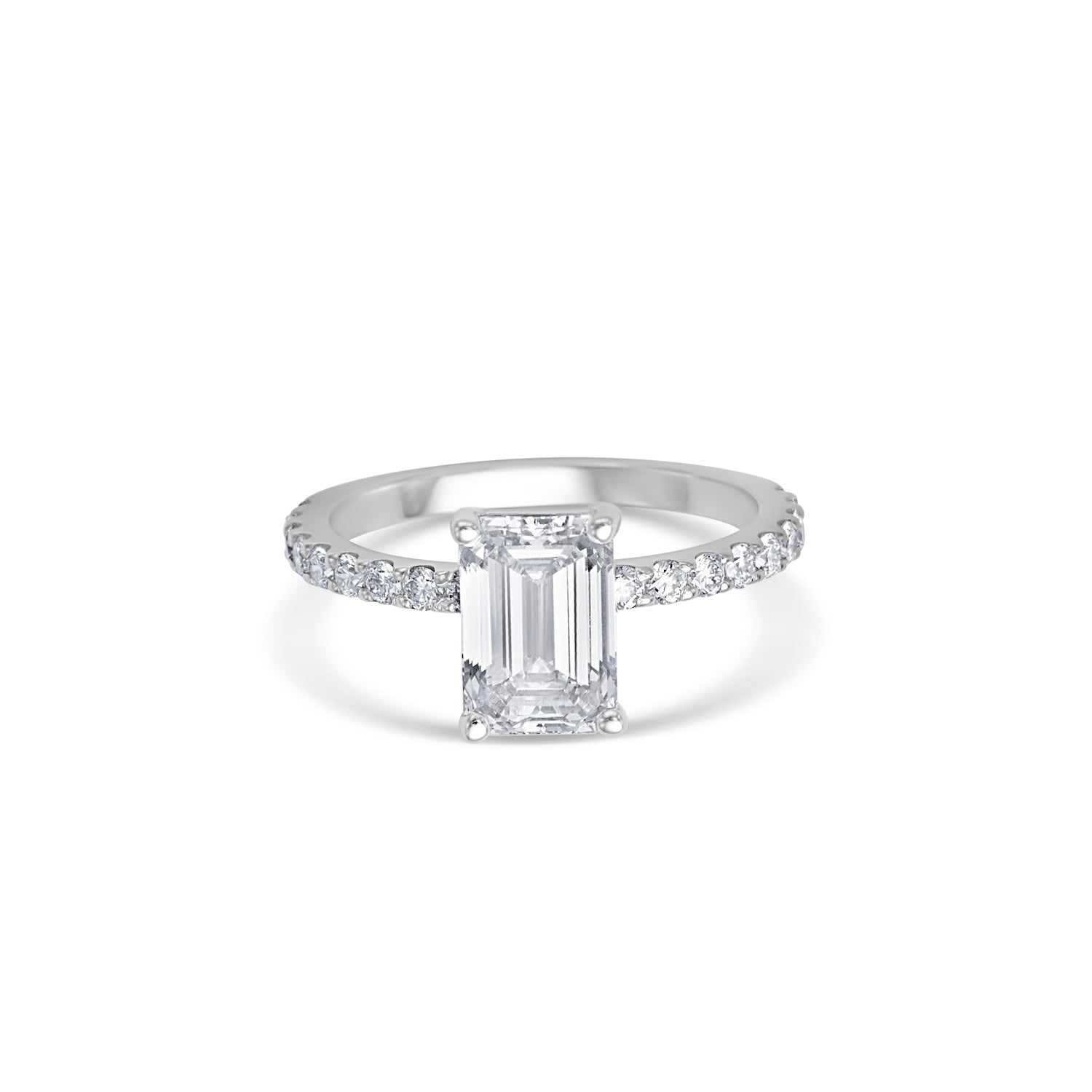 2.02CT Emerald Cut Pave Solitaire Engagement Ring