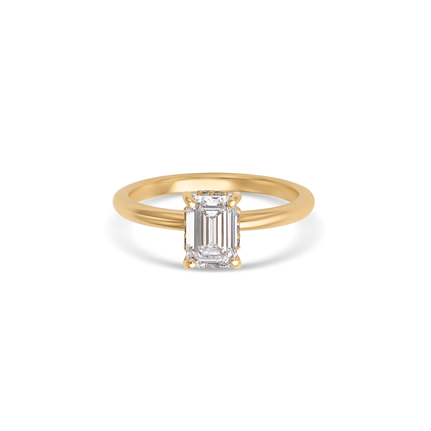 1.0CT Emerald Cut Solitaire Hidden Halo Engagement Ring
