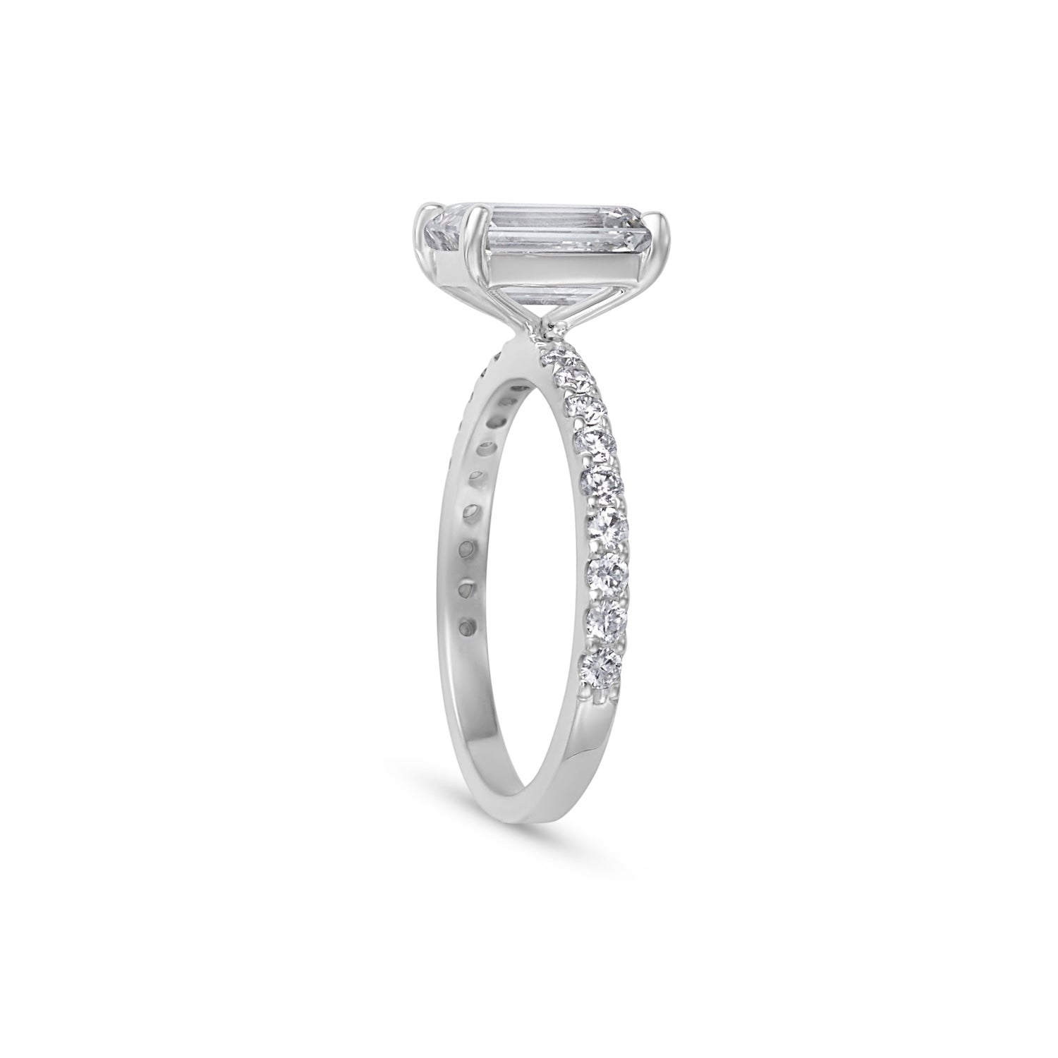 2.02CT Emerald Cut Pave Solitaire Engagement Ring